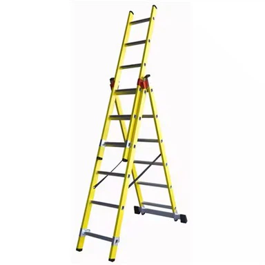 EN131 Sellum standard tal-estensjoni tal-fibreglass bi slielem tal-aluminju frp 3 sezzjonijiet sellum
